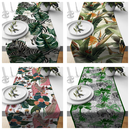 Onay Home Textile Animals  Zebra Kitchen Runner Elephant Table Cloth UK