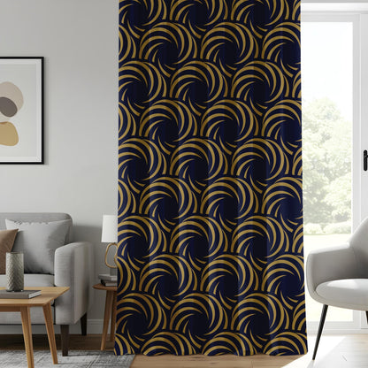 Onay Art Deco Gold and Navy Curtains, Glamorous Gatsby Style Curtains