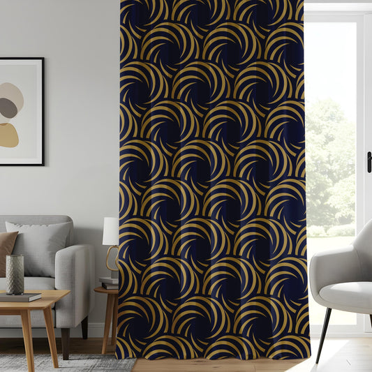 Onay Art Deco Gold and Navy Curtains, Glamorous Gatsby Style Curtains