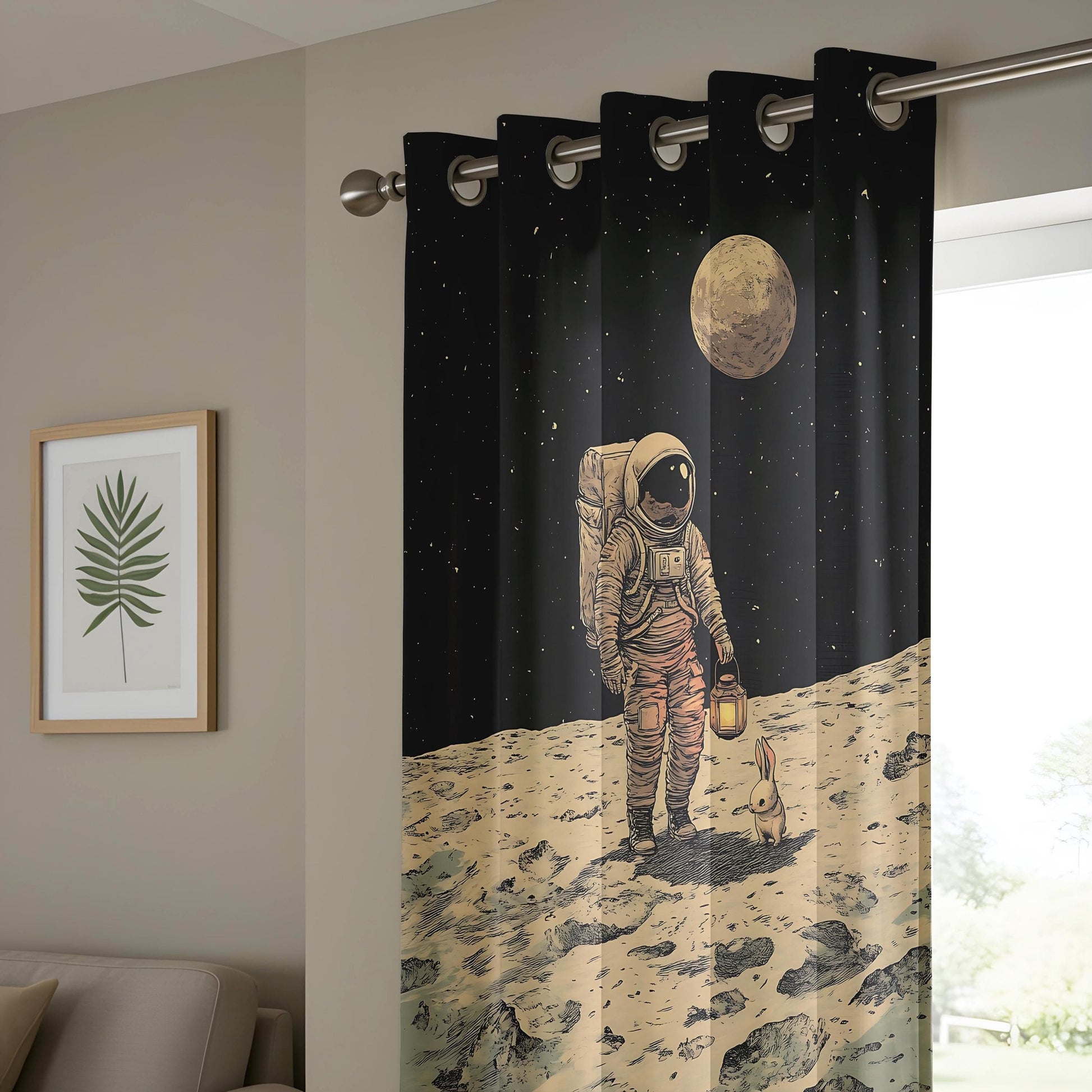Onay Astronaut Space Nursery Curtains, Sci-Fi Moon Walk Drapes