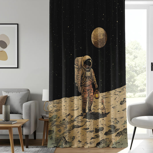 Onay Astronaut Space Nursery Curtains, Sci-Fi Moon Walk Drapes