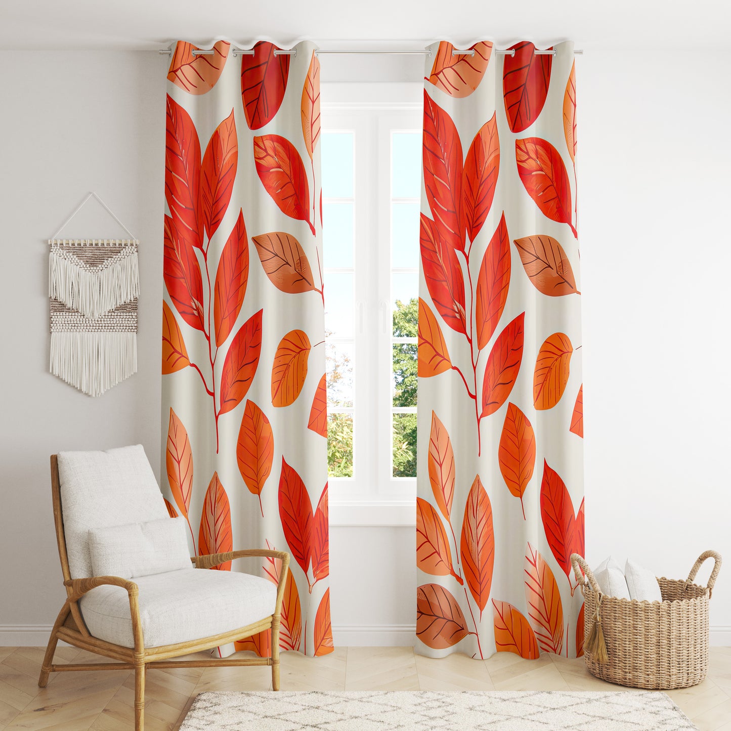 Autumn Botanical Curtains - Stylish Abstract Fall Drapes for Living Room or Bedroom