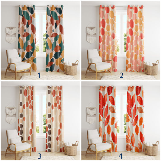 Autumn Botanical Curtains - Stylish Abstract Fall Drapes for Living Room or Bedroom