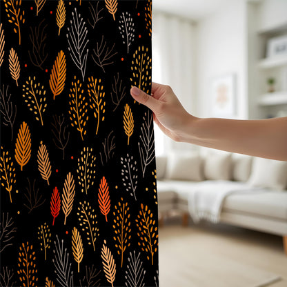 Onay Autumn Forest Curtains – Cozy Fall Leaf Drapes for Modern Botanical and Nature-Inspired Home Decor