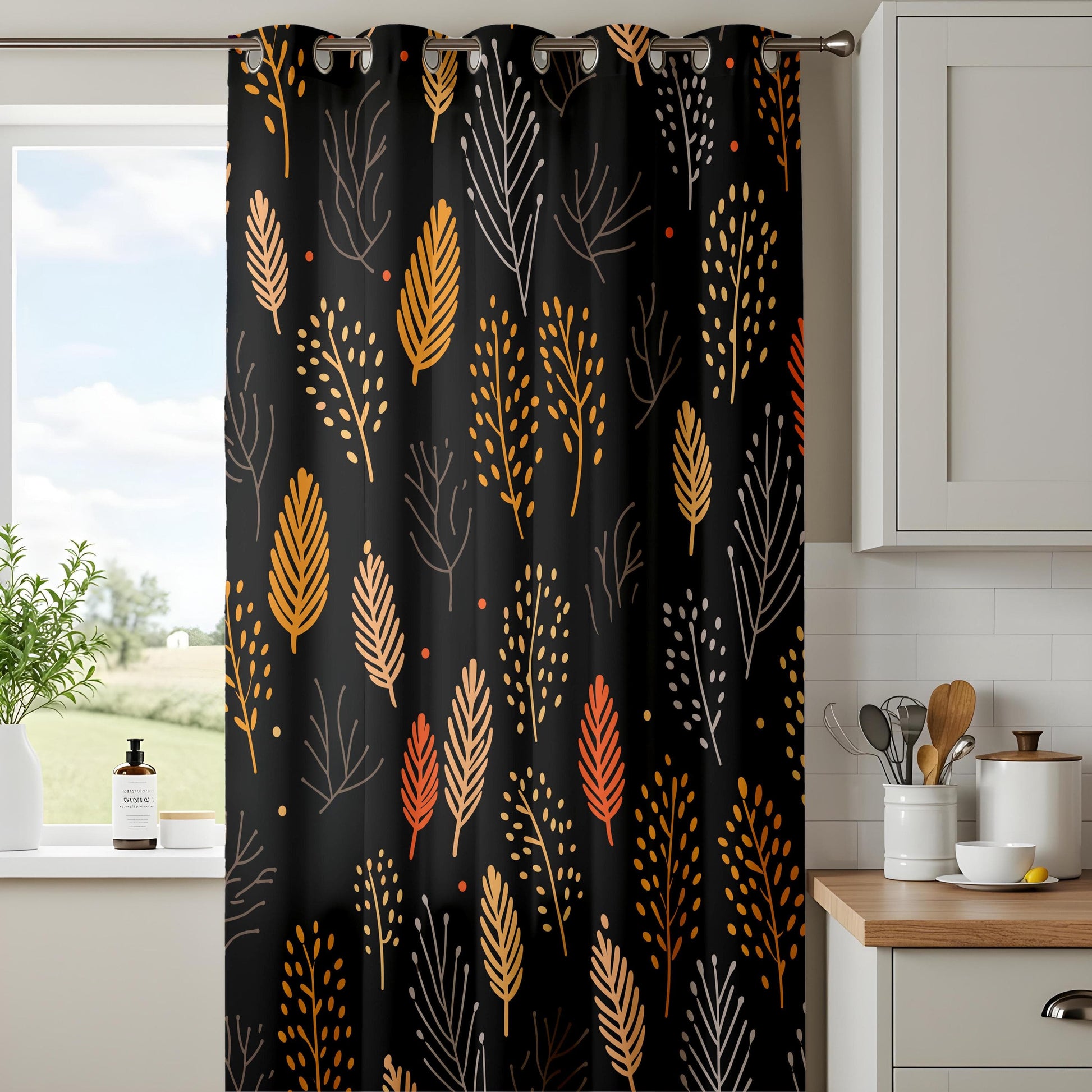 Onay Autumn Forest Curtains – Cozy Fall Leaf Drapes for Modern Botanical and Nature-Inspired Home Decor