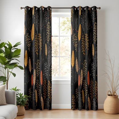 Onay Autumn Forest Curtains – Cozy Fall Leaf Drapes for Modern Botanical and Nature-Inspired Home Decor