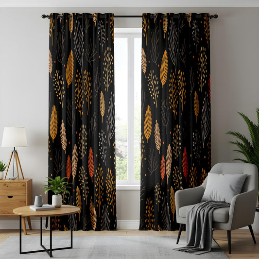 Onay Autumn Forest Curtains – Cozy Fall Leaf Drapes for Modern Botanical and Nature-Inspired Home Decor