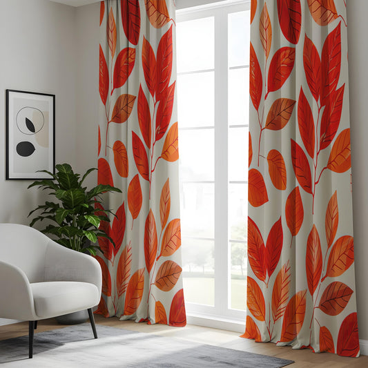 Onay Autumn Leaf Living Room Curtains, Fall Inspired Window Drapes