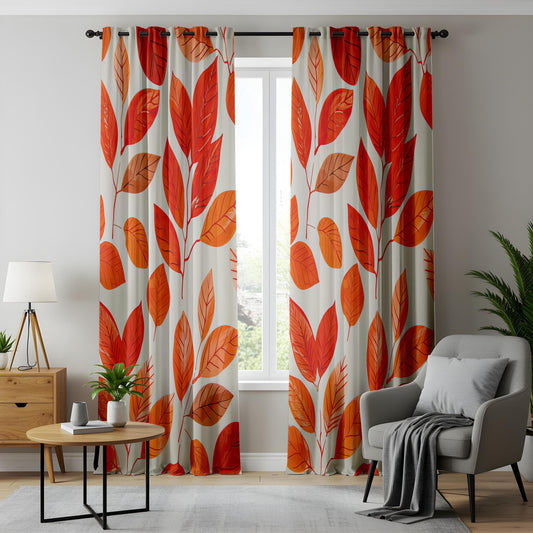 Onay Autumn Leaf Living Room Curtains, Fall Inspired Window Drapes