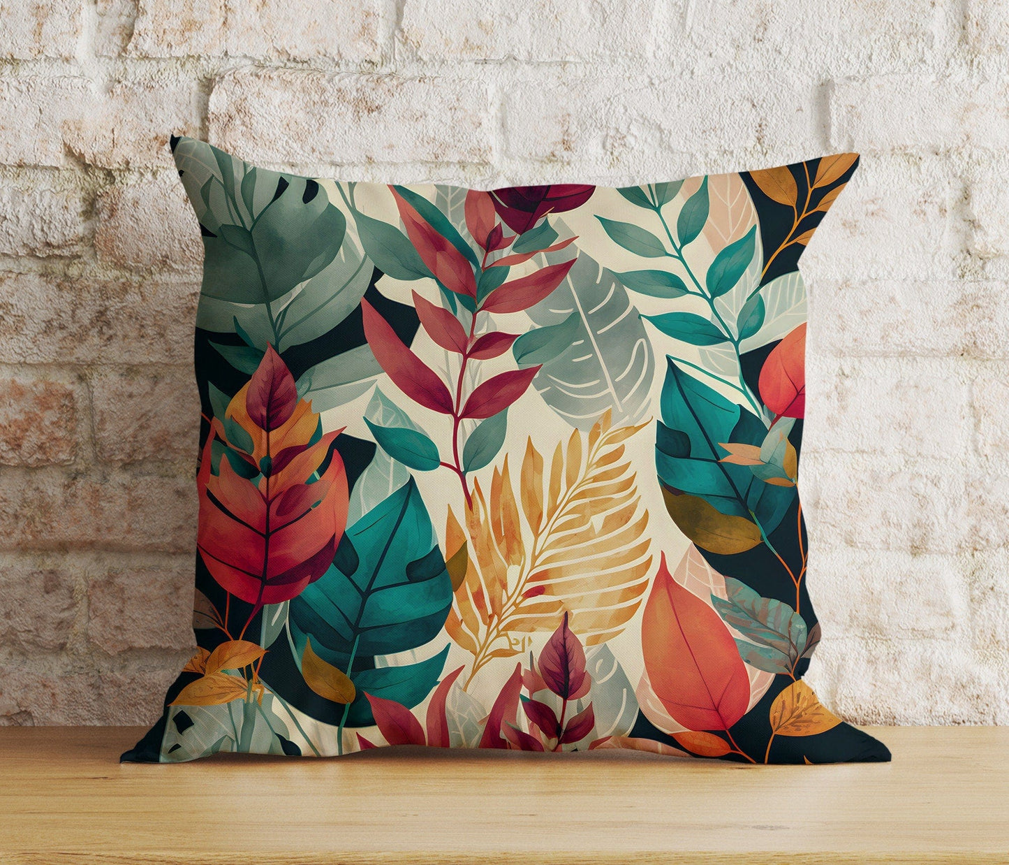 Onay 3 / 12 x 12 inch (30 x 30 cm) Double Side Autumn Leaf Pattern Cushion Covers Exquisite Floral & Leafy Pillow Covers