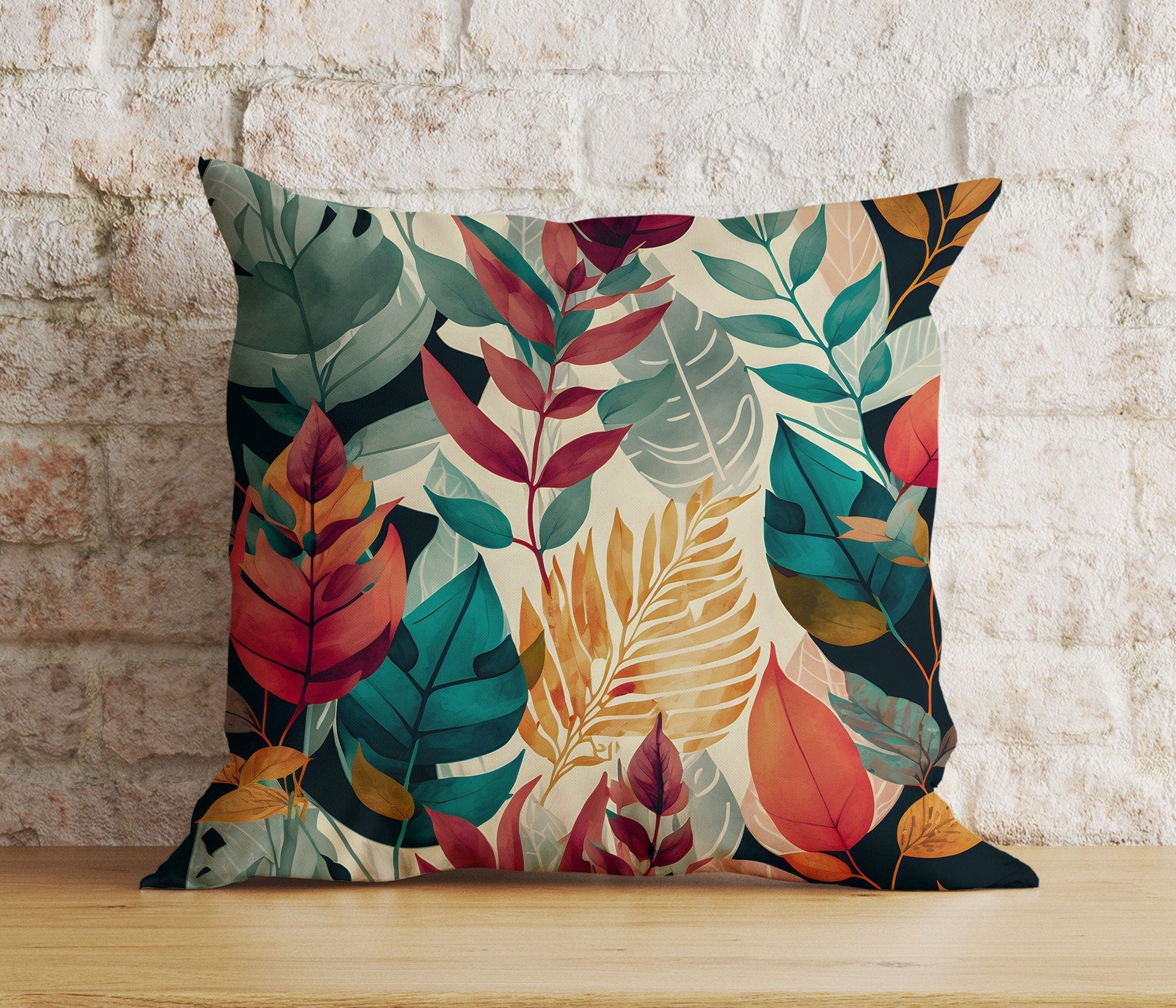 Onay 3 / 12 x 12 inch (30 x 30 cm) Double Side Autumn Leaf Pattern Cushion Covers Exquisite Floral & Leafy Pillow Covers
