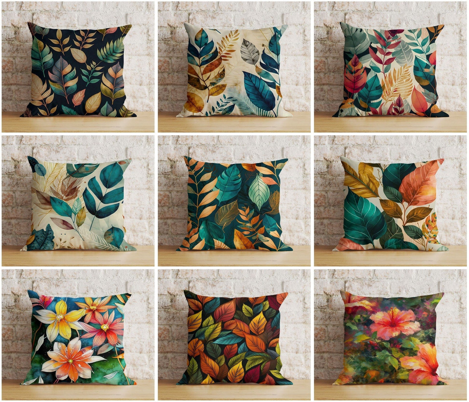 Onay Autumn Leaf Pattern Cushion Covers Exquisite Floral & Leafy Pillow Covers