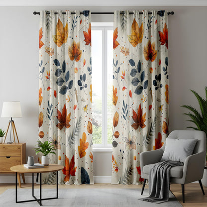 Onay Autumn Leaves Window Curtains, Cozy Fall-Inspired Drapes, Rustic Botanical Pattern