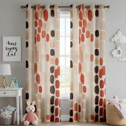 Onay Autumn Pebble Pattern Window Curtains, Warm Earth Tones, Modern Abstract Drapes