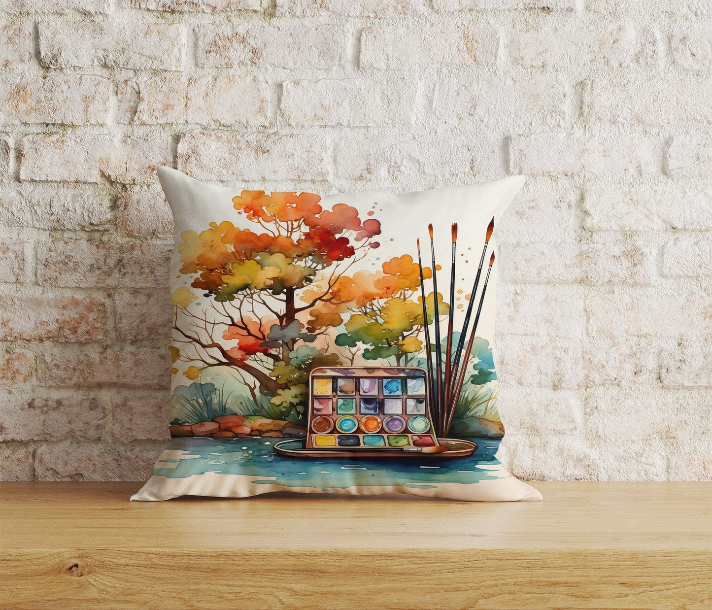 Onay Cushion Covers 8 / 12 x 12 inch (30 x 30 cm) Double Side Autumn Zen Garden Watercolor Garden Cushion Cover