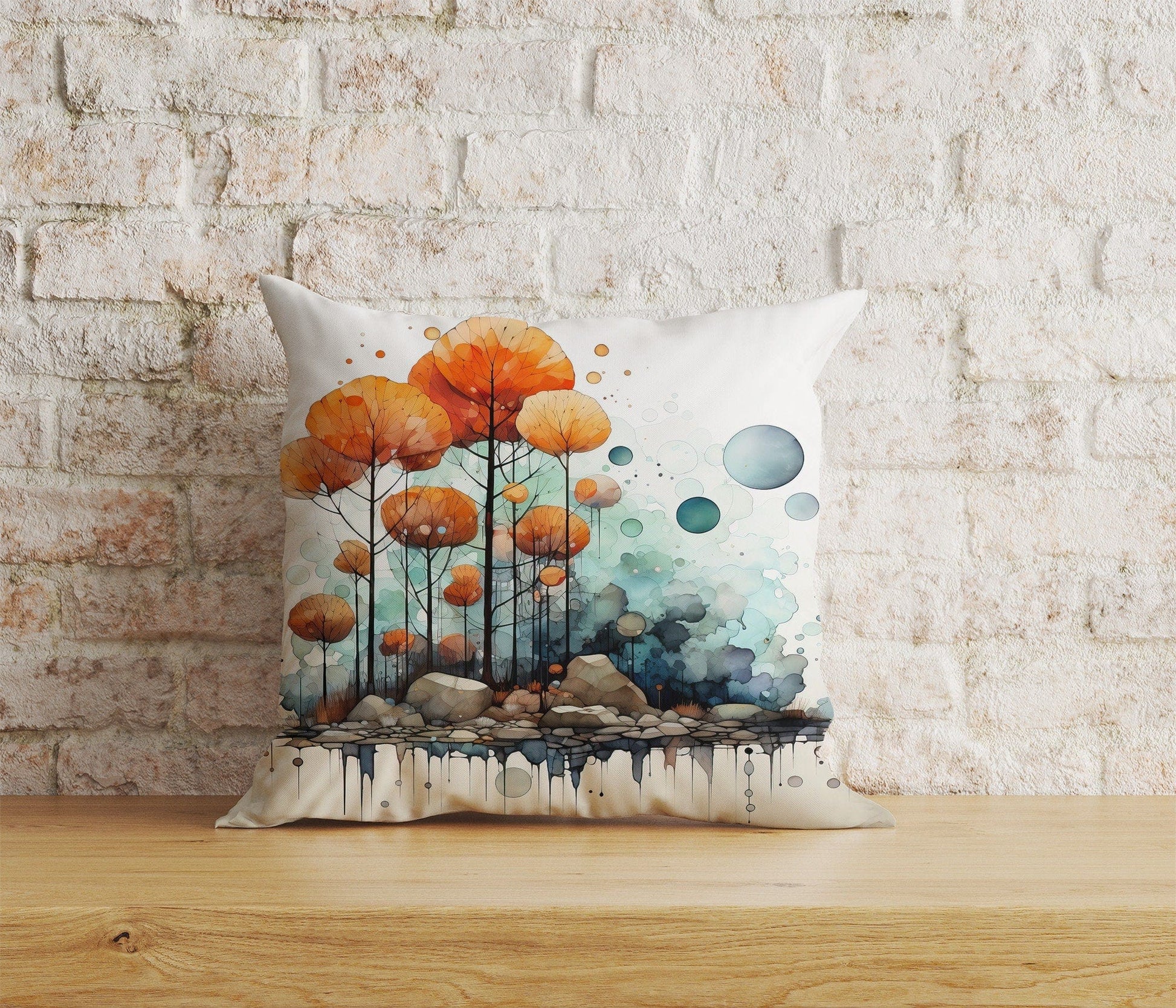 Onay Cushion Covers 5 / 12 x 12 inch (30 x 30 cm) Double Side Autumn Zen Garden Watercolor Garden Cushion Cover