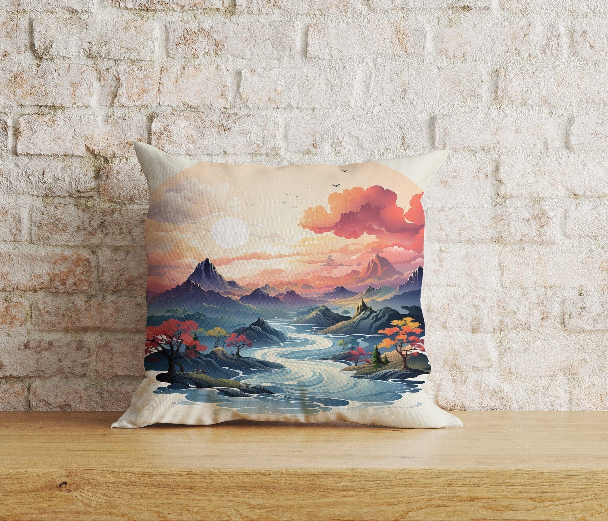 Onay Cushion Covers 4 / 12 x 12 inch (30 x 30 cm) Double Side Autumn Zen Garden Watercolor Garden Cushion Cover