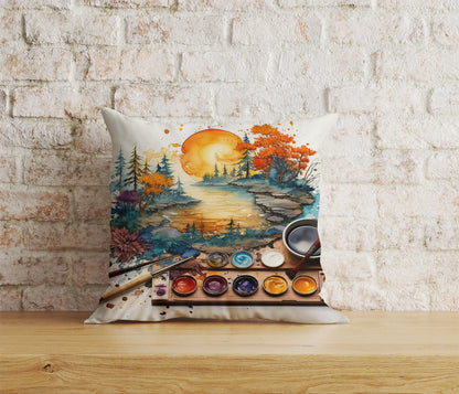 Onay Cushion Covers 3 / 12 x 12 inch (30 x 30 cm) Double Side Autumn Zen Garden Watercolor Garden Cushion Cover