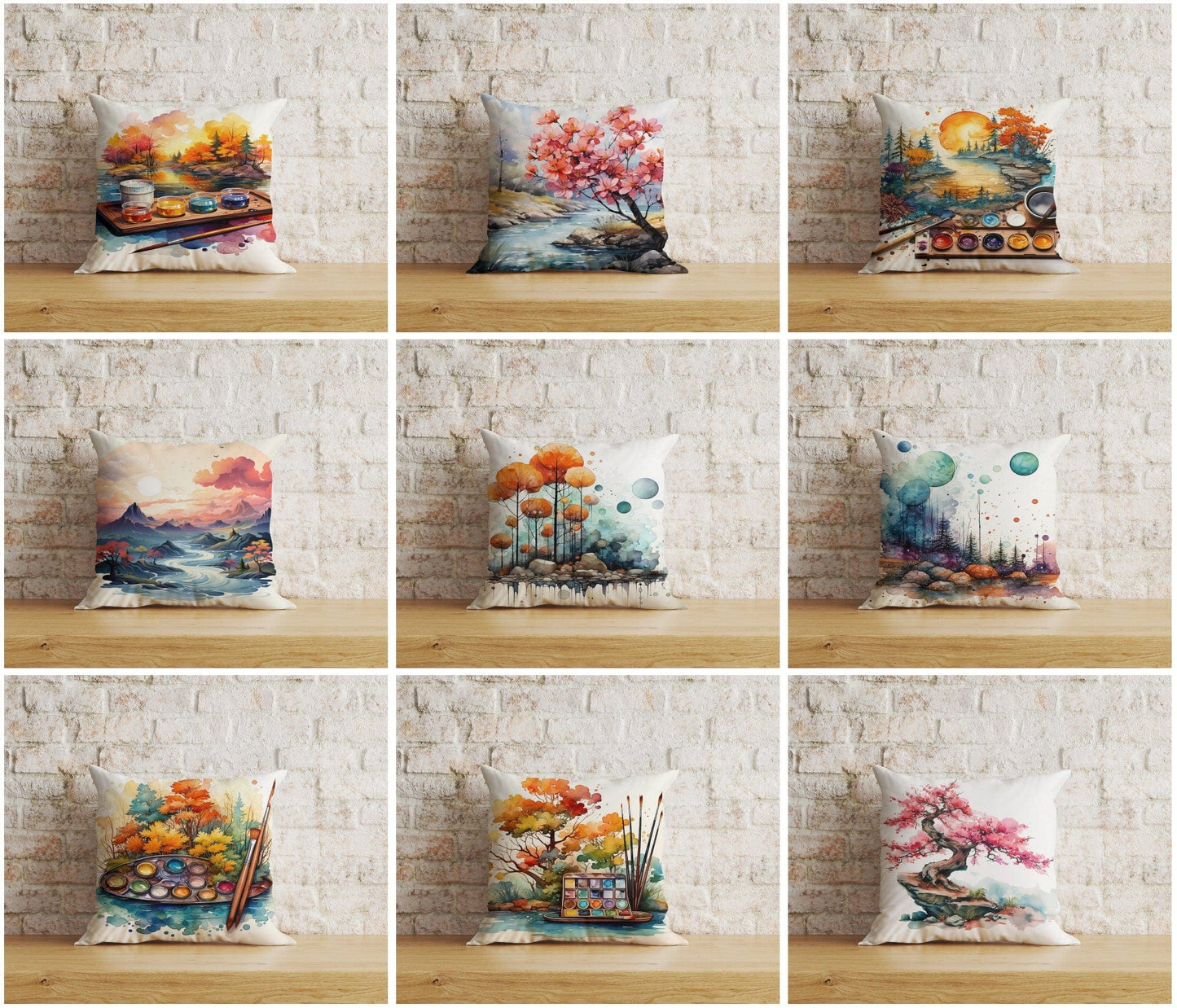 Onay Cushion Covers Autumn Zen Garden Watercolor Garden Cushion Cover