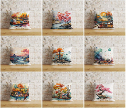 Onay Cushion Covers Autumn Zen Garden Watercolor Garden Cushion Cover