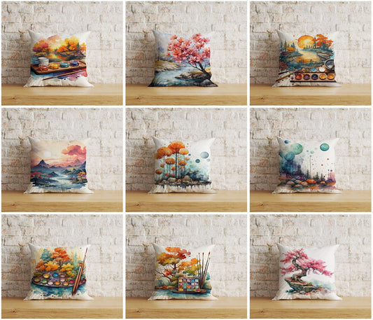 Onay Cushion Covers Autumn Zen Garden Watercolor Garden Cushion Cover