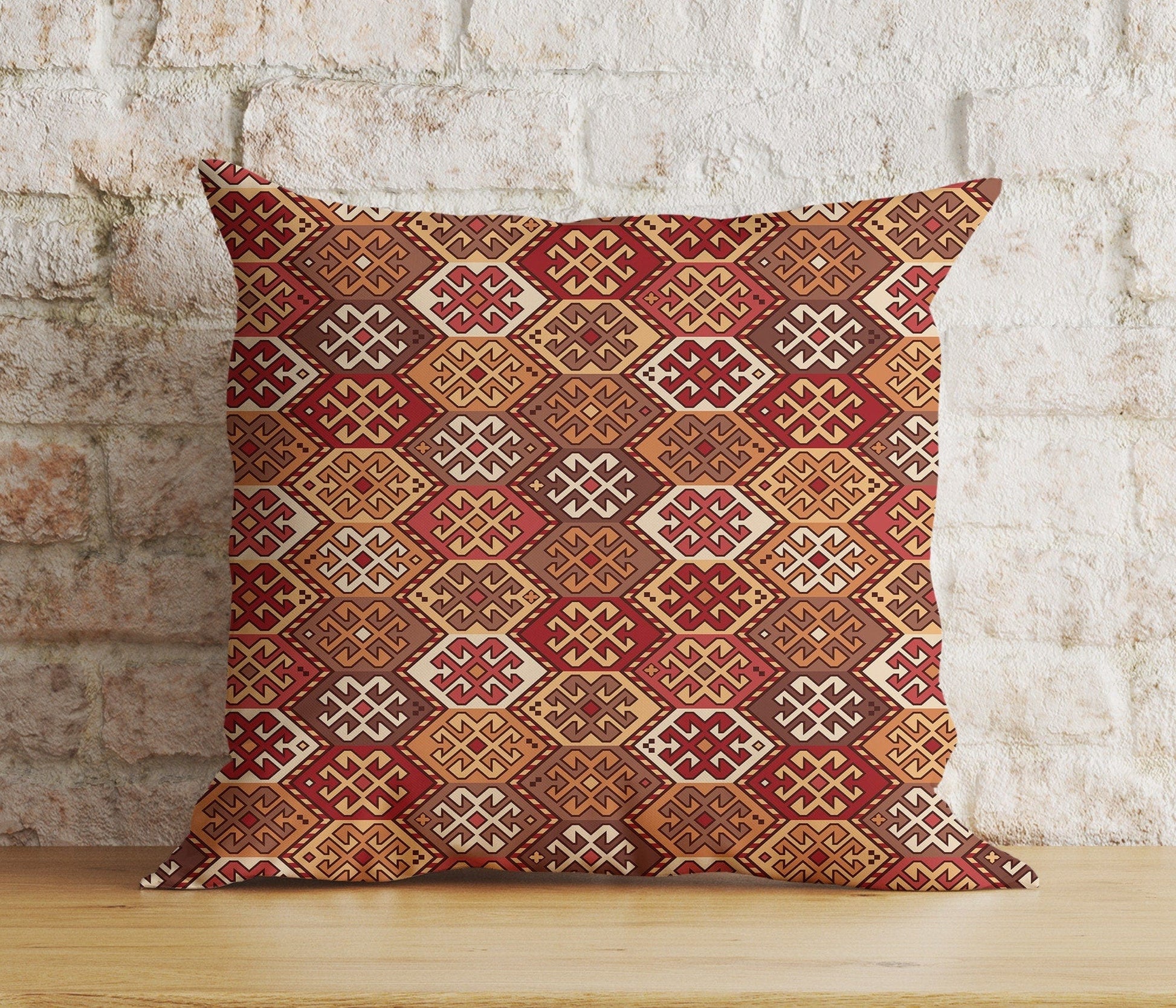 Onay 9 / 12 x 12 inch (30 x 30 cm) Double Side Aztec Southwestern Cushion Cover Traditional Turkish Kilim Pillow Cover