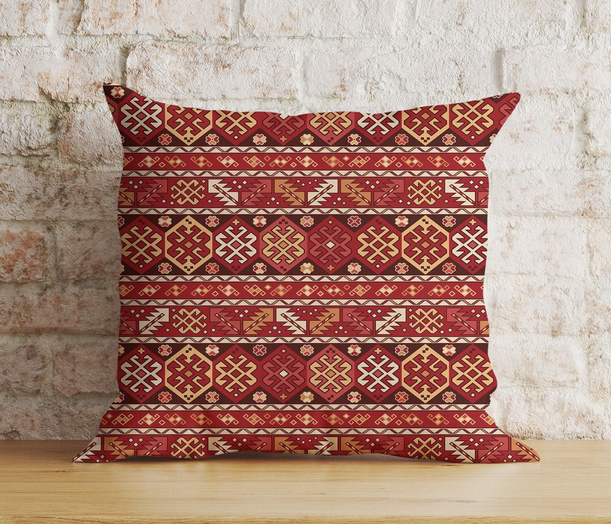 Onay 7 / 12 x 12 inch (30 x 30 cm) Double Side Aztec Southwestern Cushion Cover Traditional Turkish Kilim Pillow Cover