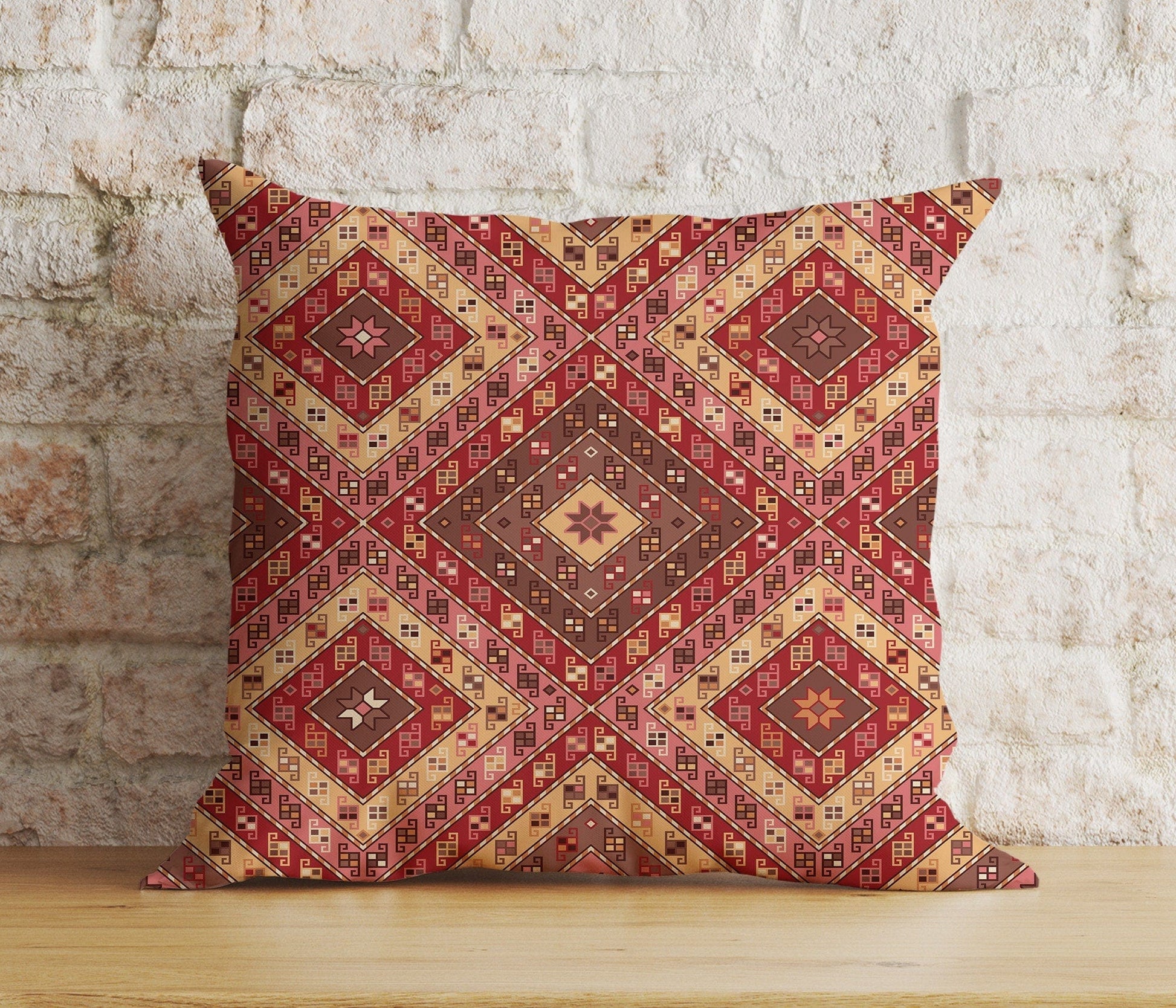 Onay 5 / 12 x 12 inch (30 x 30 cm) Double Side Aztec Southwestern Cushion Cover Traditional Turkish Kilim Pillow Cover