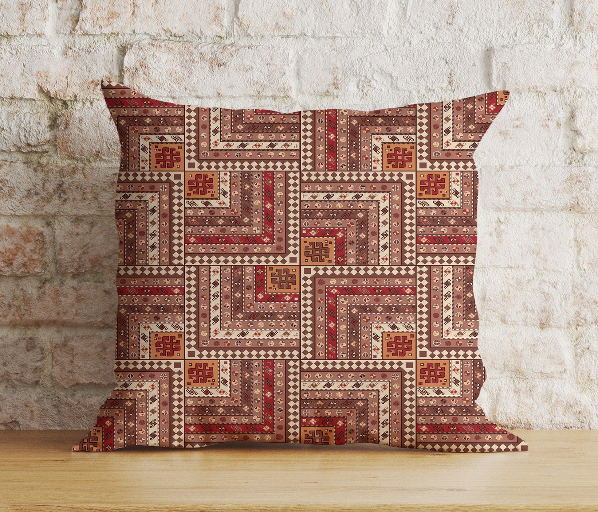 Onay 4 / 12 x 12 inch (30 x 30 cm) Double Side Aztec Southwestern Cushion Cover Traditional Turkish Kilim Pillow Cover