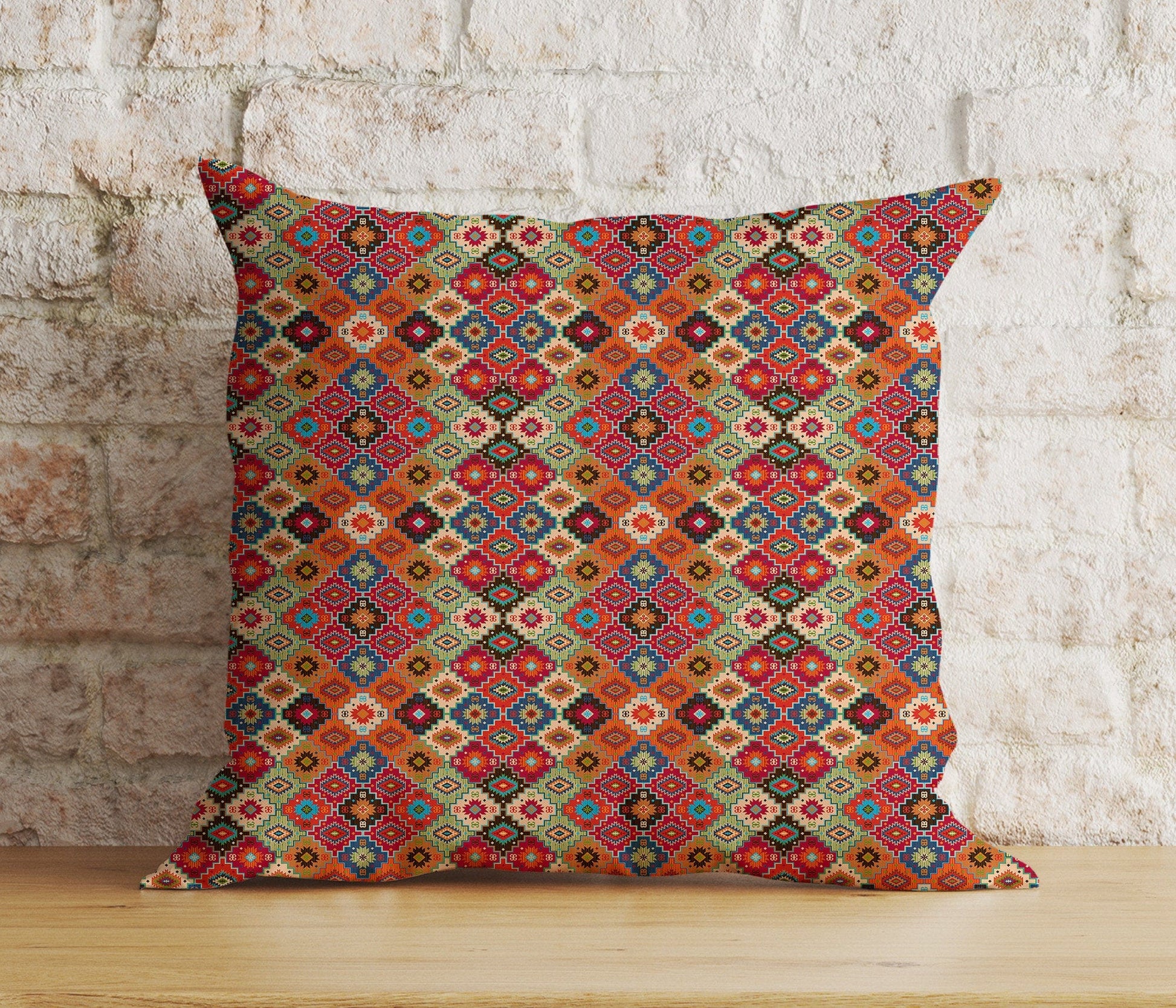 Onay 7 / 12 x 12 inch (30 x 30 cm) Double Side Aztec Southwestern Cushion Cover Turkish Kilim Euro Shams Pillow Cover