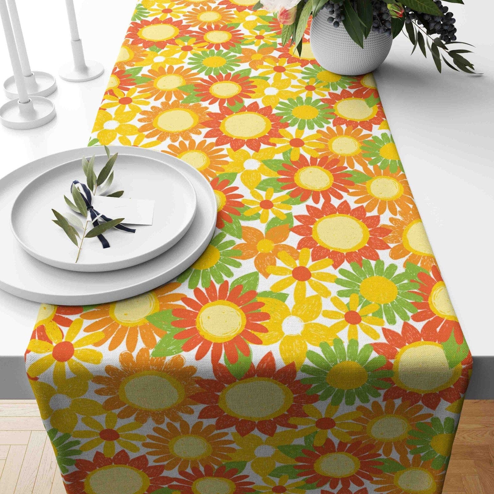 Onay Home Textile 3 / 12 x 46 inch (30 x 120 cm) Bird of Paradise Floral Table Runner Tropical Kitchen Runner