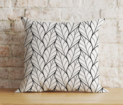 Onay 3 / 12 x 12 inch (30 x 30 cm) Double Side Black and White Minimal Cushion Cover Geometric Leaf Pillow Cover