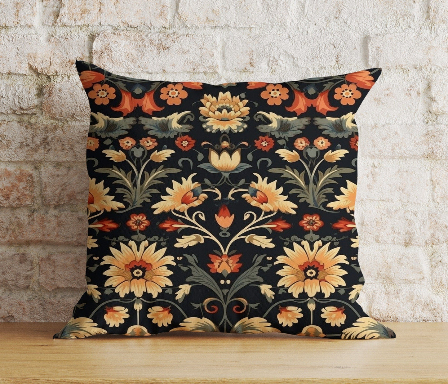 Onay 7 / 12 x 12 inch (30 x 30 cm) Double Side Black Floral Cushion Cover Dark Floral Bedroom Throw Pillow Cover