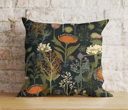 Onay 4 / 12 x 12 inch (30 x 30 cm) Double Side Black Floral Cushion Cover Dark Floral Bedroom Throw Pillow Cover