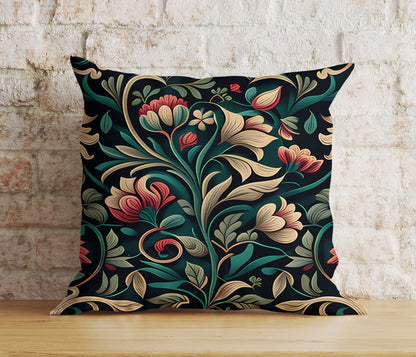Onay 2 / 12 x 12 inch (30 x 30 cm) Double Side Black Floral Cushion Cover Dark Floral Bedroom Throw Pillow Cover