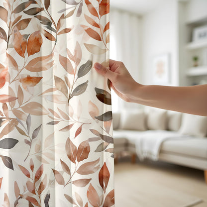 Onay Black White Botanical Leaves Curtains for Living Room, Gray Geometric Drapes