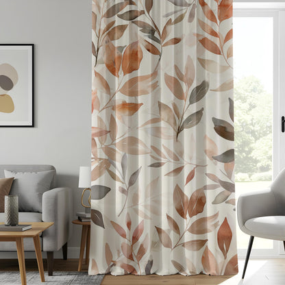 Onay Black White Botanical Leaves Curtains for Living Room, Gray Geometric Drapes