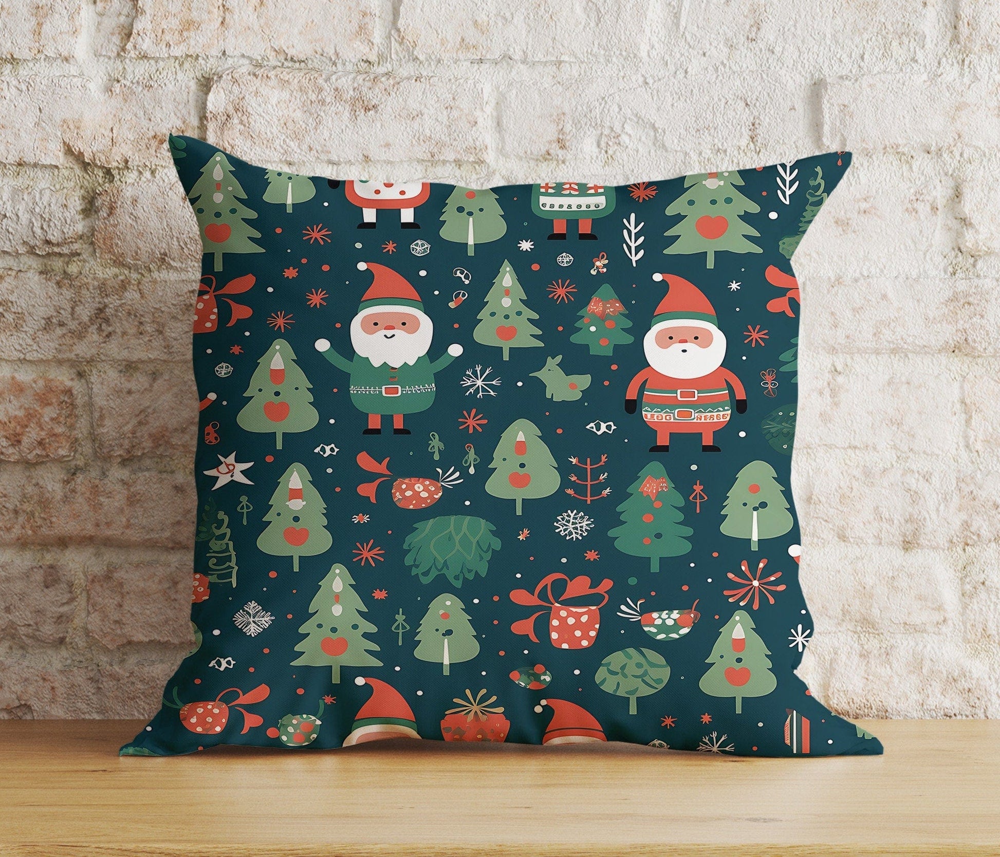 Onay 8 / 12 x 12 inch (30 x 30 cm) Double Side Blue Christmas Festive Ornament Pine Tree Print Cushions Covers