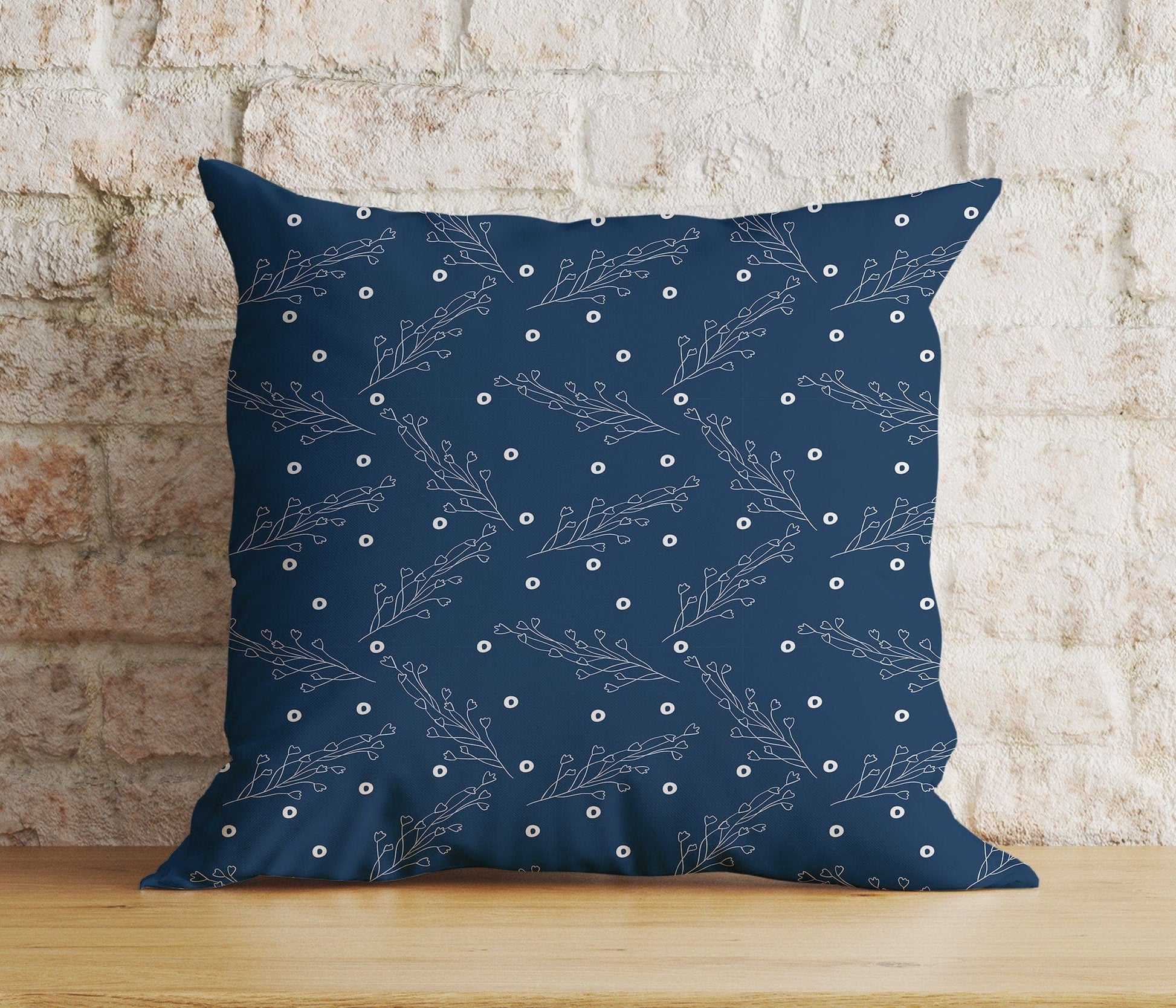 Onay 3 / 12 x 12 inch (30 x 30 cm) Double Side Blue Christmas Festive Ornament Pine Tree Print Cushions Covers