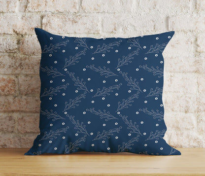 Onay 3 / 12 x 12 inch (30 x 30 cm) Double Side Blue Christmas Festive Ornament Pine Tree Print Cushions Covers