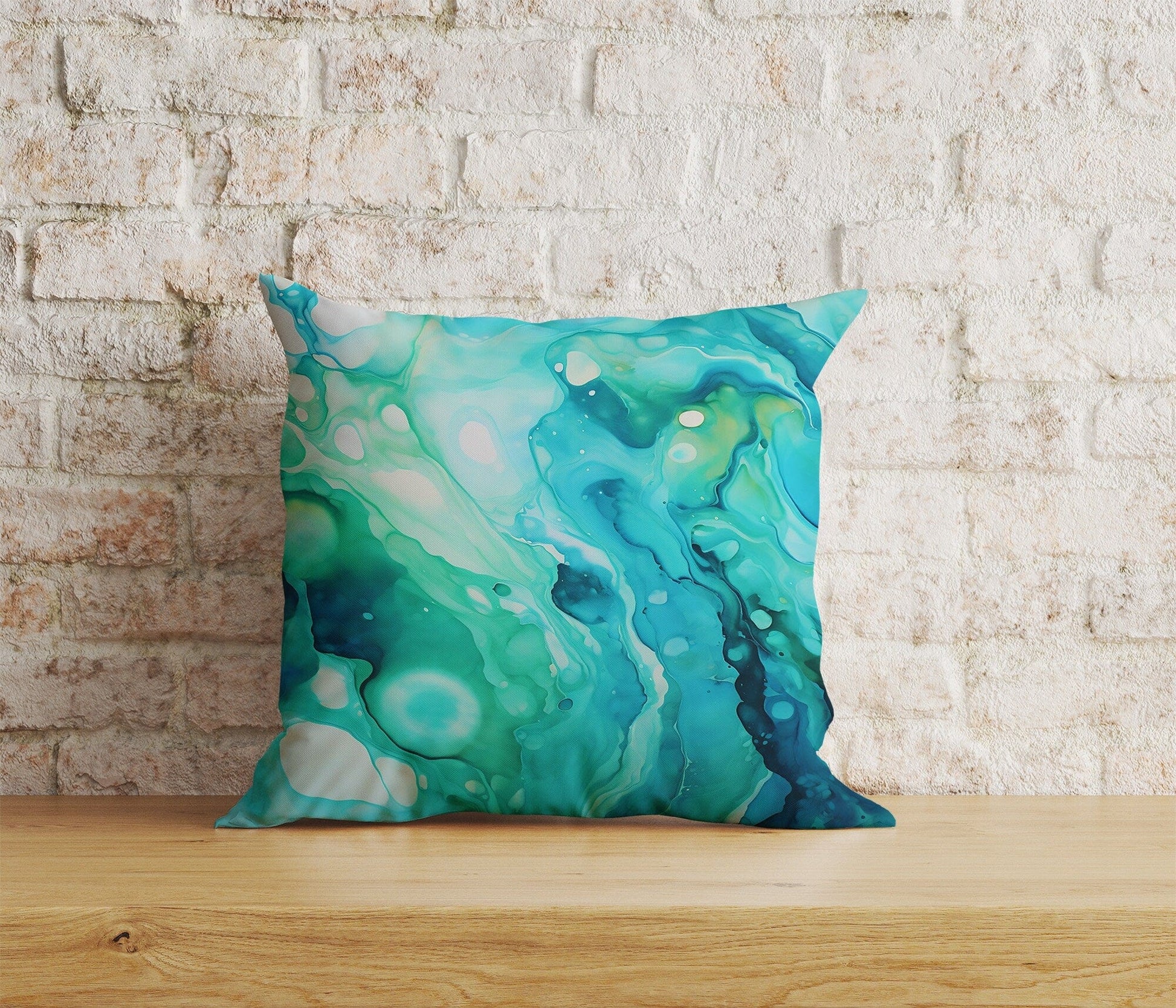 Onay Home Textile 3 / 12 x 12 inch (30 x 30 cm) Double Side Blue Marble Cushion Cover Blue Watercolor Pillow Cover