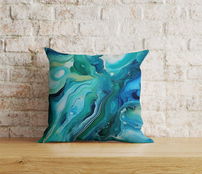 Onay Home Textile 2 / 12 x 12 inch (30 x 30 cm) Double Side Blue Marble Cushion Cover Blue Watercolor Pillow Cover