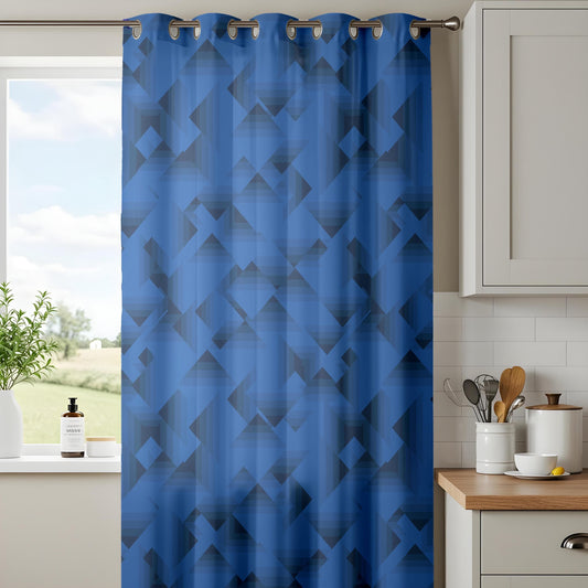 Onay Blue Rhombus Curtains – Bold Geometric Drapes with Modern Abstract Pattern