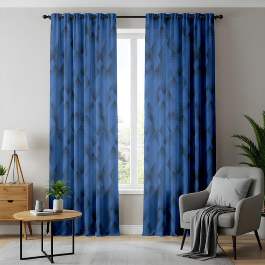 Onay Blue Rhombus Curtains – Bold Geometric Drapes with Modern Abstract Pattern
