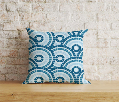 Onay Home Textile Cushion Covers 9 / 12 x 12 inch (30 x 30 cm) Double Side Blue Spanish Tiles Roman Mosaics Etnic Deco Cushion Cover