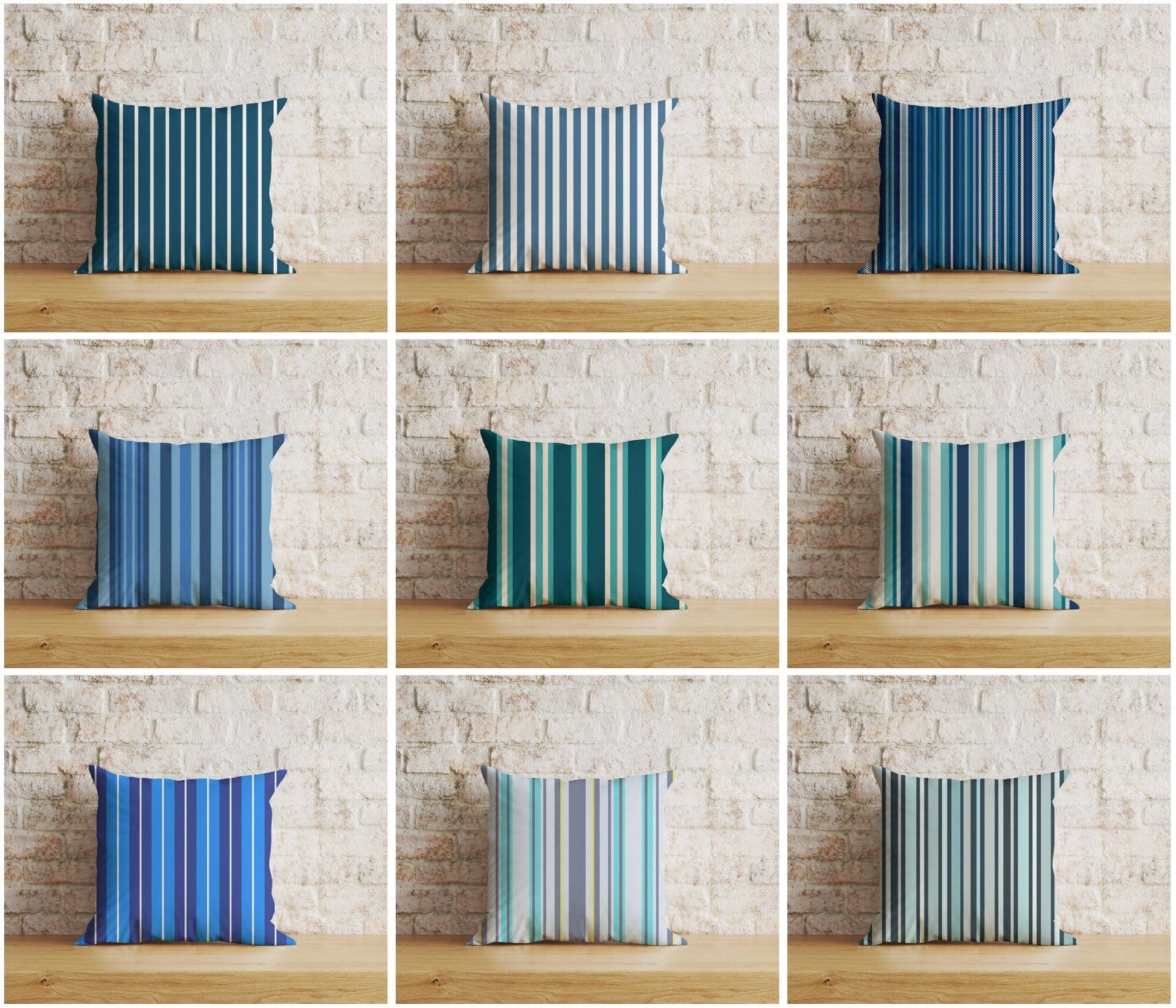 Onay Home Textile Blue Stripe Cushion Cover Straight Line Throw Cushions