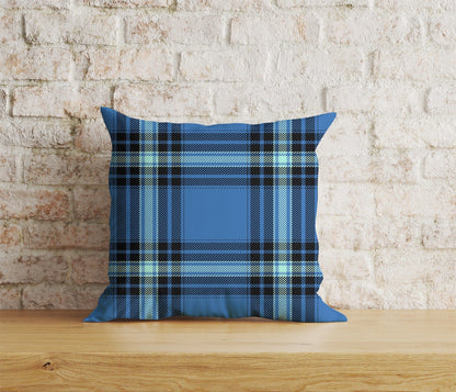 Onay Home Textile Cushion Covers 9 / 12 x 12 inch (30 x 30 cm) Double Side Blue Tartan Plaid Cushion Covers Checkered Pillow Cover