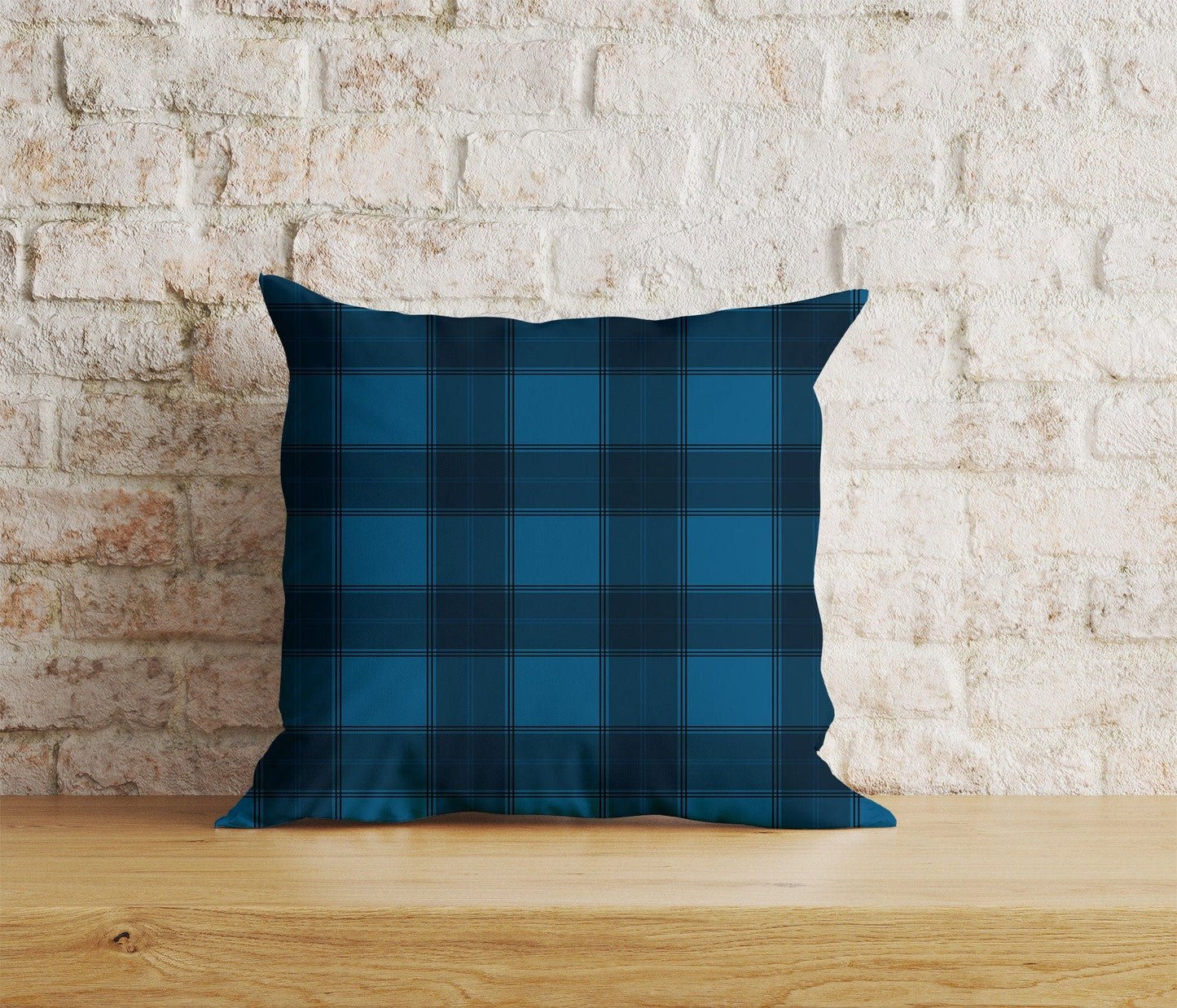 Onay Home Textile Cushion Covers 8 / 12 x 12 inch (30 x 30 cm) Double Side Blue Tartan Plaid Cushion Covers Checkered Pillow Cover