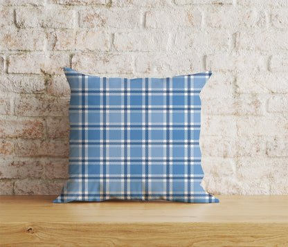 Onay Home Textile Cushion Covers 6 / 12 x 12 inch (30 x 30 cm) Double Side Blue Tartan Plaid Cushion Covers Checkered Pillow Cover
