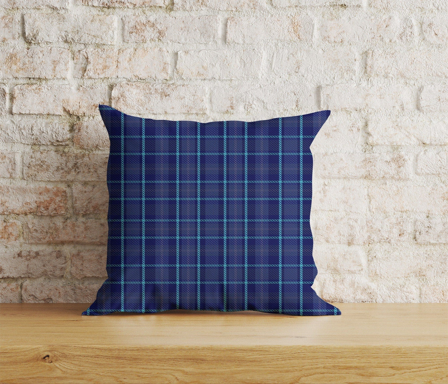 Onay Home Textile Cushion Covers 5 / 12 x 12 inch (30 x 30 cm) Double Side Blue Tartan Plaid Cushion Covers Checkered Pillow Cover